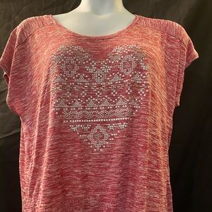 Cato Women Short Sleeve Pink Heart Blouse 18/20W